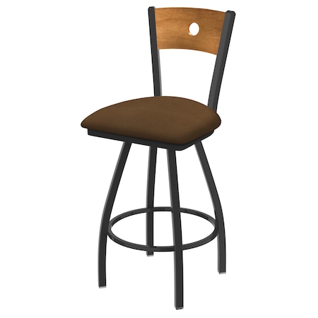 36 Swivel Counter Stool,Pewter Finish,Med Back,Rein Thatch Seat